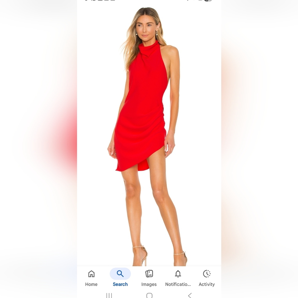 Amanda Uprichard Sleek Red Halter Midi Dress - Women's